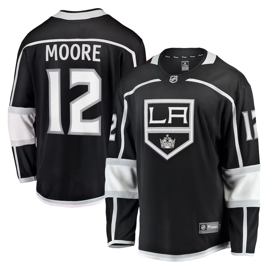 Men Los Angeles Kings 12 Trevor Moore Fanatics Branded Black Home Breakaway Player NHL Jersey